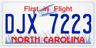 NC license plate DJX7223