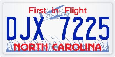 NC license plate DJX7225