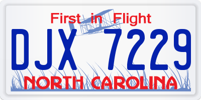 NC license plate DJX7229