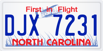 NC license plate DJX7231