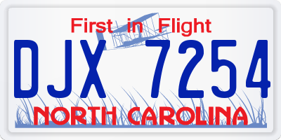 NC license plate DJX7254