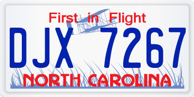 NC license plate DJX7267