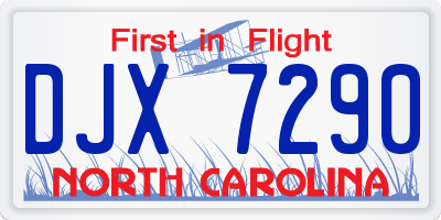 NC license plate DJX7290