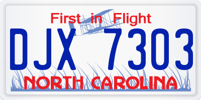 NC license plate DJX7303
