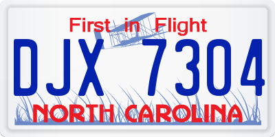 NC license plate DJX7304