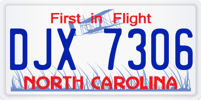 NC license plate DJX7306