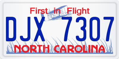 NC license plate DJX7307