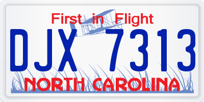 NC license plate DJX7313