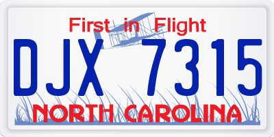 NC license plate DJX7315