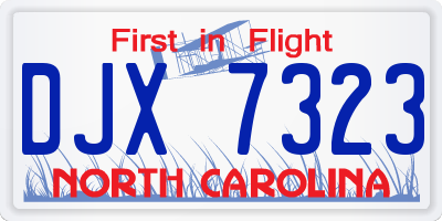 NC license plate DJX7323