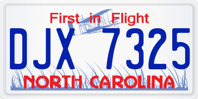NC license plate DJX7325