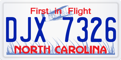 NC license plate DJX7326