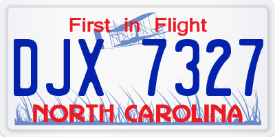 NC license plate DJX7327
