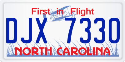 NC license plate DJX7330