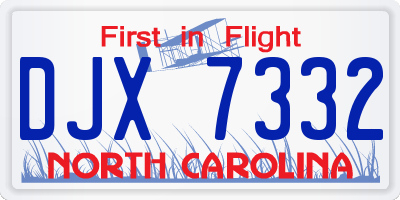 NC license plate DJX7332