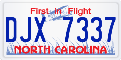 NC license plate DJX7337