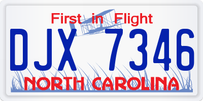 NC license plate DJX7346