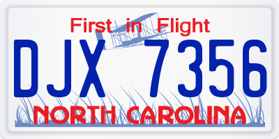 NC license plate DJX7356