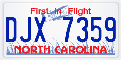 NC license plate DJX7359