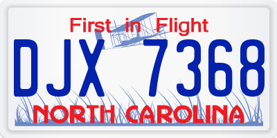 NC license plate DJX7368