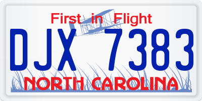 NC license plate DJX7383