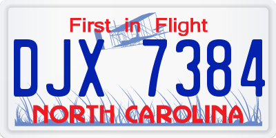 NC license plate DJX7384