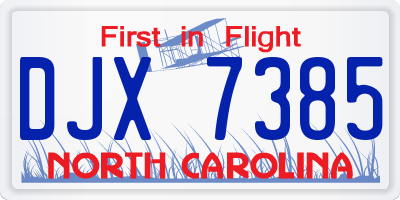 NC license plate DJX7385
