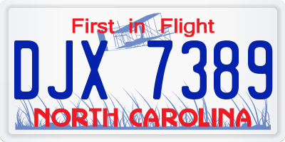 NC license plate DJX7389