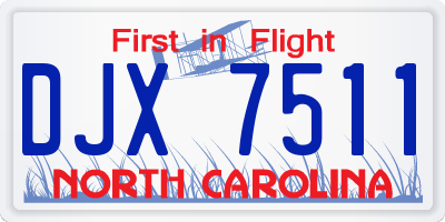 NC license plate DJX7511