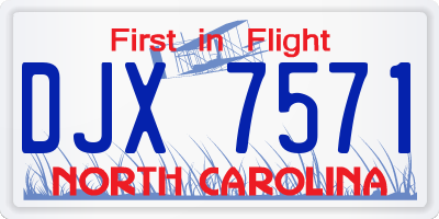 NC license plate DJX7571