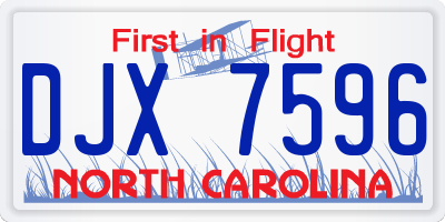 NC license plate DJX7596