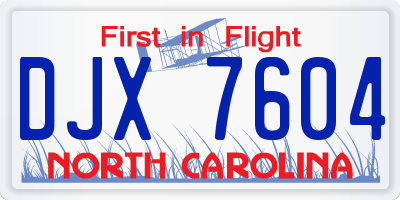 NC license plate DJX7604