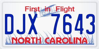 NC license plate DJX7643