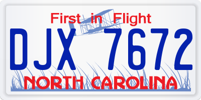 NC license plate DJX7672