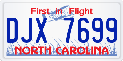 NC license plate DJX7699