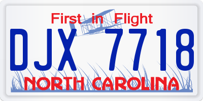 NC license plate DJX7718