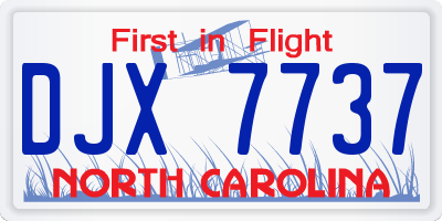 NC license plate DJX7737