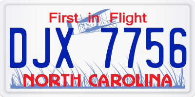 NC license plate DJX7756