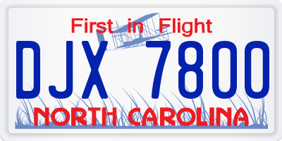 NC license plate DJX7800