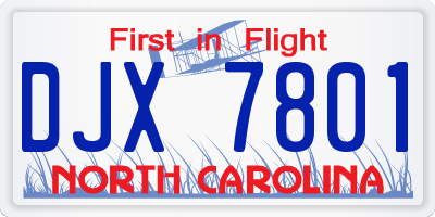 NC license plate DJX7801