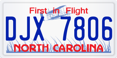 NC license plate DJX7806