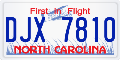 NC license plate DJX7810