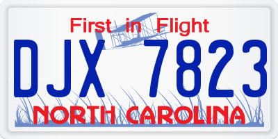 NC license plate DJX7823