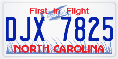 NC license plate DJX7825