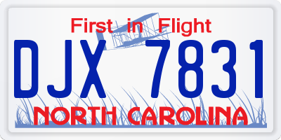 NC license plate DJX7831