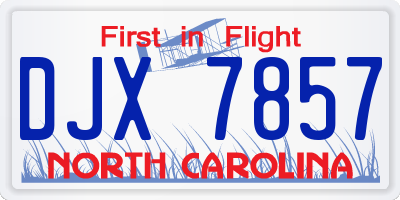 NC license plate DJX7857