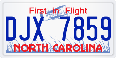 NC license plate DJX7859