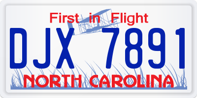 NC license plate DJX7891