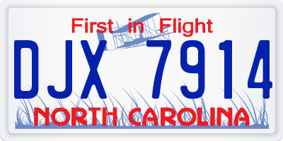 NC license plate DJX7914
