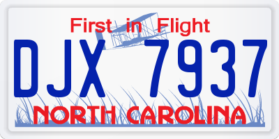 NC license plate DJX7937
